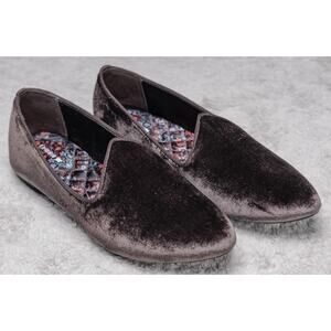 Birdies Heron Gray Taupe Velvet Loafers Flats Womens Size 8.5